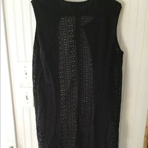 Nine West Black Lace Long Vest NWT XL Festival